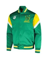 Men's Mitchell & Ness Kelly Green Minnesota North Stars Midweight Satin Full-Snap Jacket