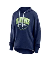 Women's Fanatics College Navy Distressed Seattle Seahawks Lounge Helmet Arch Pullover Hoodie