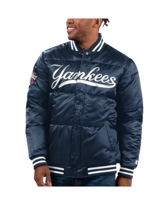 Men's Starter Navy New York Yankees Bronx Satin Full-Snap Bomber Jacket