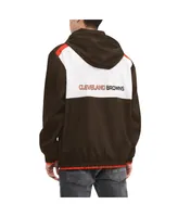 Men's Tommy Hilfiger Brown, White Cleveland Browns Carter Half-Zip Hooded Top