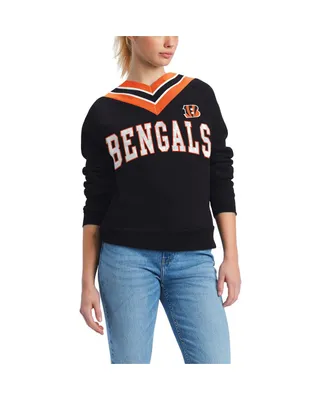 Women's Tommy Hilfiger Black Cincinnati Bengals Heidi V-Neck Pullover Sweatshirt