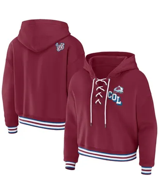 Women's Wear by Erin Andrews Burgundy Colorado Avalanche Lace-Up Pullover Hoodie