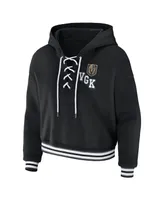Women's Wear by Erin Andrews Black Vegas Golden Knights Lace-Up Pullover Hoodie