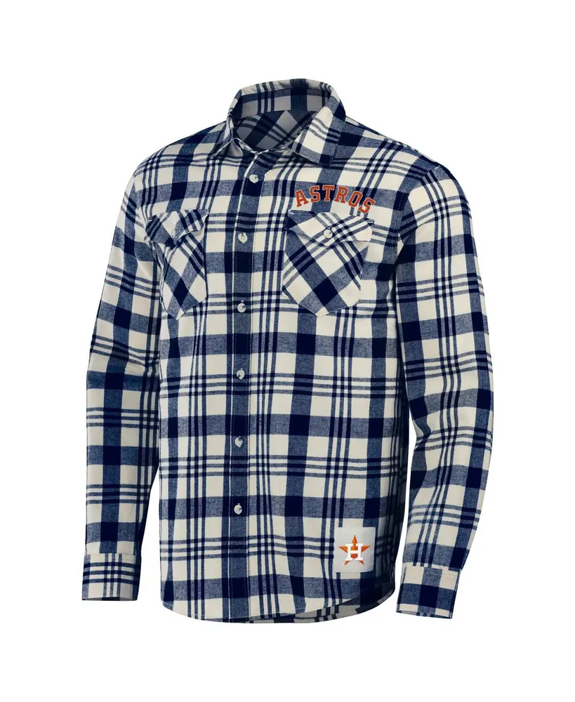 Men's Darius Rucker Collection by Fanatics Navy Houston Astros Plaid Flannel Button-Up Shirt