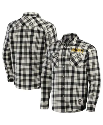 Men's Darius Rucker Collection by Fanatics Black San Diego Padres Plaid Flannel Button-Up Shirt