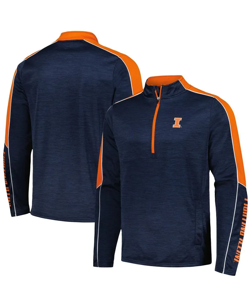 Men's Colosseum Navy Illinois Fighting Illini Marled Half-Zip Jacket