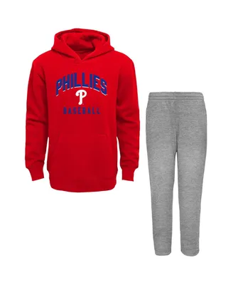Infant Boys and Girls Red, Heather Gray Philadelphia Phillies Play by Pullover Hoodie Pants Set