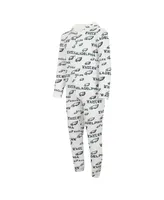 Men's Concepts Sport White Philadelphia Eagles Allover Print Docket Union Full-Zip Hooded Pajama Suit