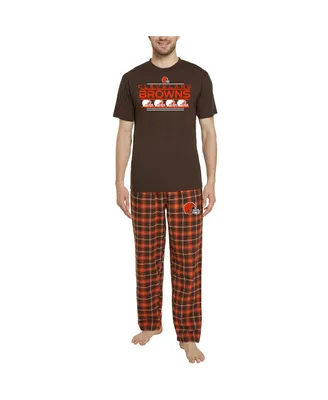 Men's Concepts Sport Brown, Orange Cleveland Browns Arctic T-shirt and Flannel Pants Sleep Set