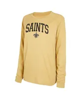 Women's Concepts Sport Black, Gold New Orleans Saints Raglan Long Sleeve T-shirt and Shorts Lounge Set
