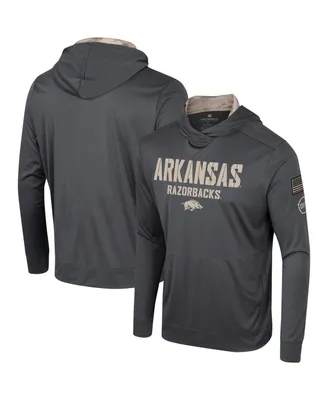 Men's Colosseum Charcoal Arkansas Razorbacks Oht Military-Inspired Appreciation Long Sleeve Hoodie T-shirt