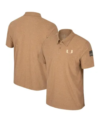 Men's Colosseum Khaki Miami Hurricanes Oht Military-Inspired Appreciation Cloud Jersey Desert Polo Shirt