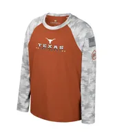 Big Boys Colosseum Burnt Orange, Camo Texas Longhorns Oht Military-Inspired Appreciation Dark Star Raglan Long Sleeve T-shirt