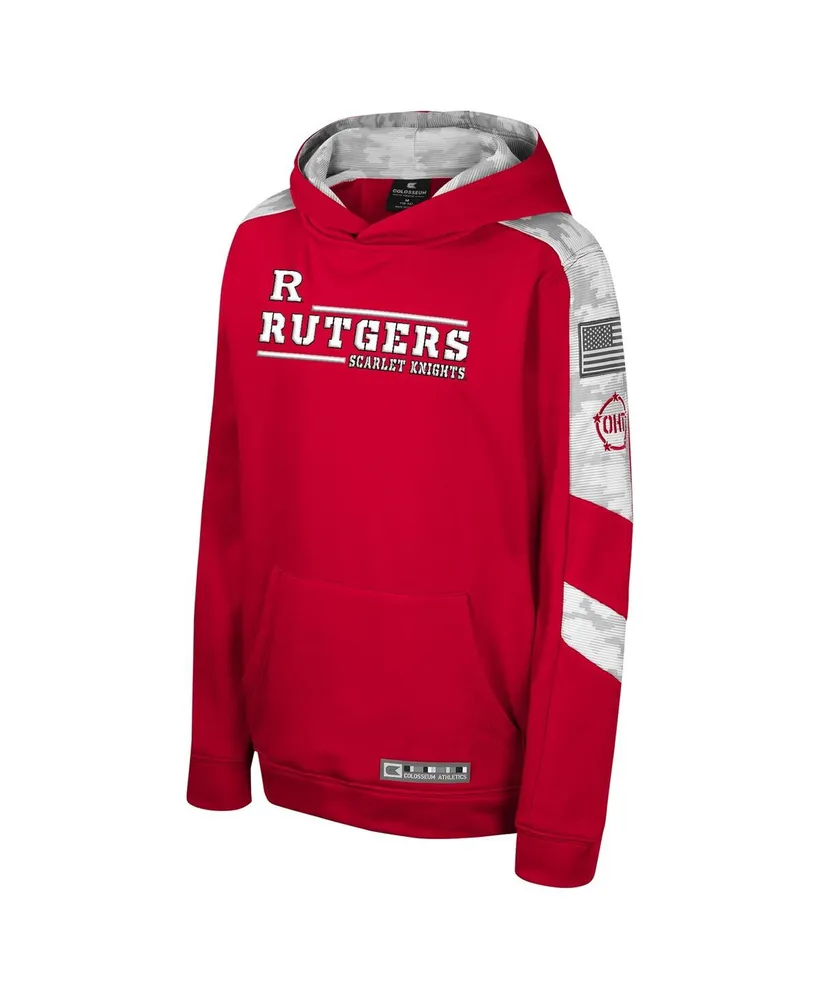 Big Boys Colosseum Scarlet Rutgers Knights Oht Military-Inspired Appreciation Cyclone Digital Camo Pullover Hoodie