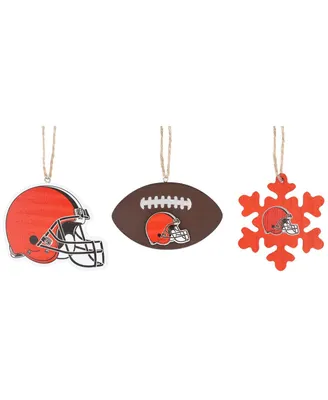 The Memory Company Cleveland Browns Three-Pack Helmet, Football and Snowflake Ornament Set