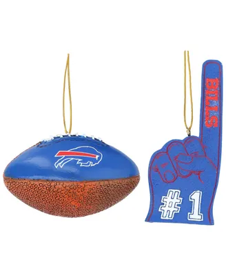The Memory Company Buffalo Bills Football and Foam Finger Ornament Two-Pack
