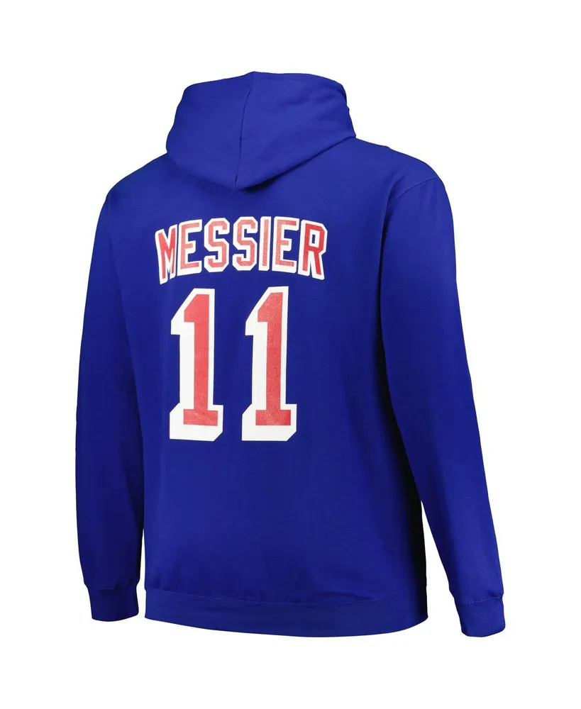 Men's Profile Mark Messier Blue New York Rangers Big and Tall Name Number Pullover Hoodie