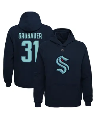 Big Boys Philipp Grubauer Navy Seattle Kraken Player Name and Number Hoodie