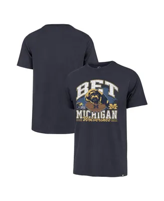 Men's '47 Brand Navy Michigan Wolverines Bet Helmet Franklin T-shirt