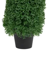 30" Artificial Boxwood Cone Topiary Tree with Round Pot Unlit