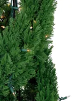 4.5' Pre-Lit Artificial Cedar Double Spiral Topiary Tree in Urn Style Pot Clear Lights