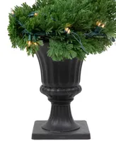 4.5' Pre-Lit Artificial Cedar Spiral Topiary Tree in Urn Style Pot Clear Lights