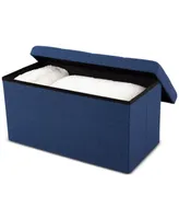 Seville Classics Foldable Tufted Storage Bench Ottoman