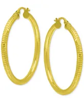 Giani Bernini Textured Tube Medium Hoop Earrings, 35mm, Created for Macy's