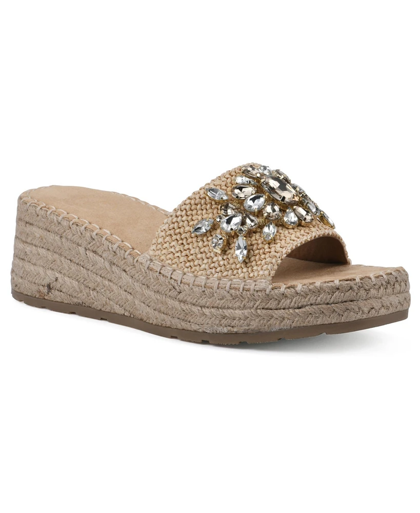 White Mountain Women's Stitch Espadrille Wedge Sandals