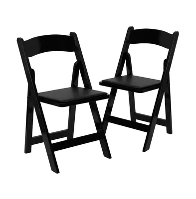 2 Pack Wedding Party Event Wood Folding Chair With Vinyl Padded Seat