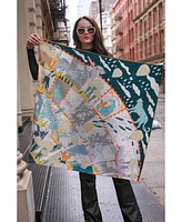 Jessie Zhao New York Double Sided Silk Scarf Of World Travel