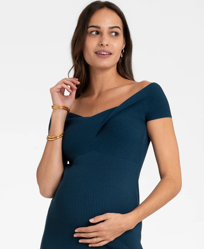 Seraphine Women's Off-The-Shoulder Knitted Maternity Dress