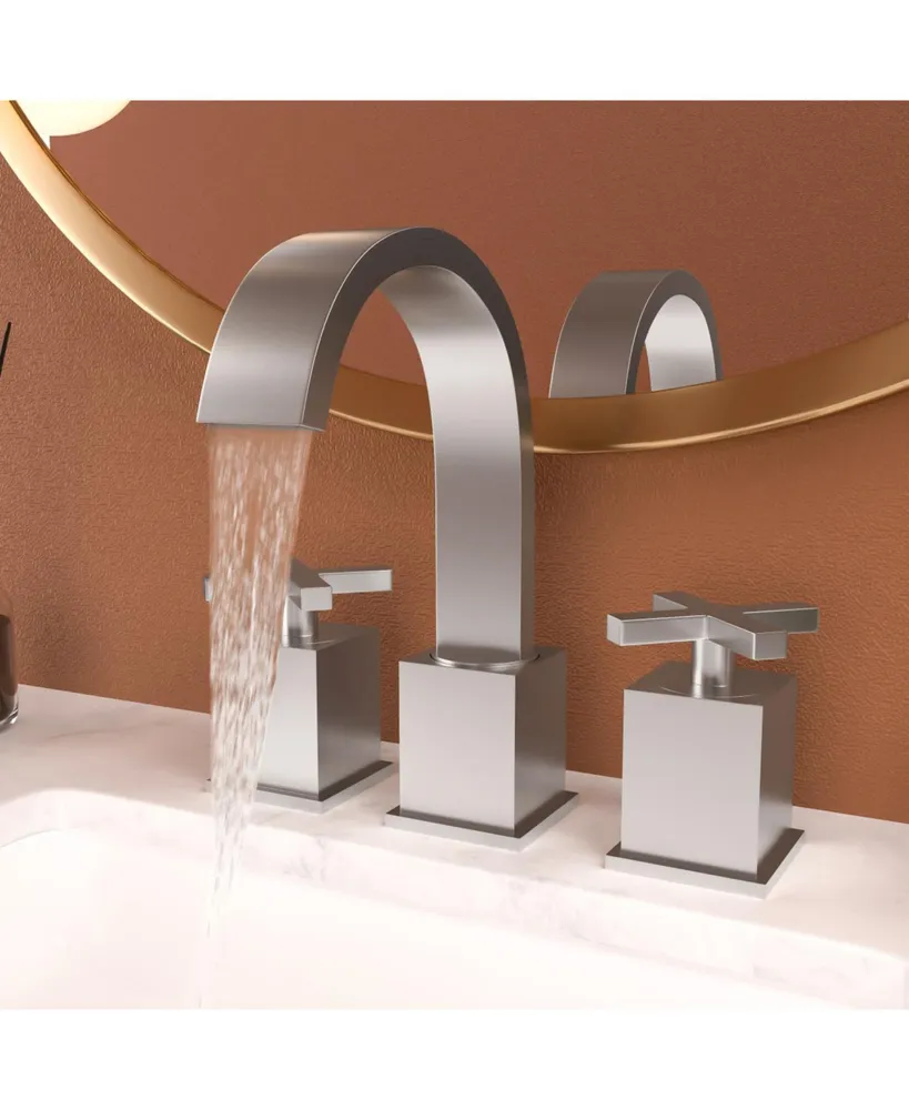 Streamdale Furniture 2 Handle Widespread Bathroom Faucet 3 Hole, with Pop Up Drain and 2 Water Supply Lines