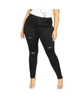 City Chic Women's Asha Rip Corset Skinny Jean