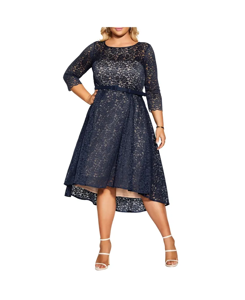 GUESS Flounce-Hem Lace Dress - Macy's