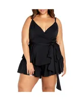 City Chic Plus Party Wrap Playsuit