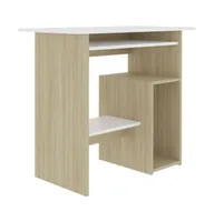 Desk White and Sonoma Oak 31.5"x17.7"x29.1" Engineered Wood