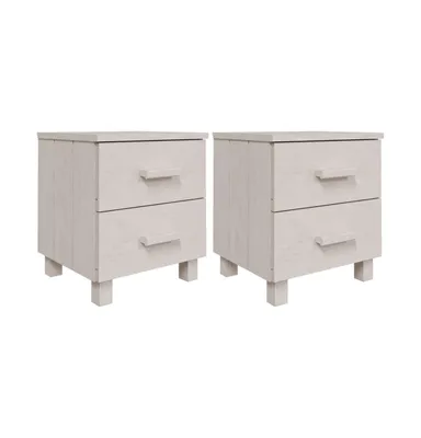 Bedside Cabinets Hamar 2 pcs White 15.7"x13.8"x17.5" Solid Wood