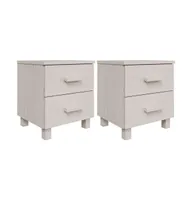 Bedside Cabinets Hamar 2 pcs White 15.7"x13.8"x17.5" Solid Wood