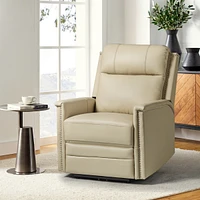 Lidia Modern Genuine Leather Power Recliner with Nailhead Trims