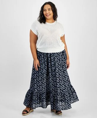 Now This Trendy Plus Size Crocheted Sweater Ruffled Skirt