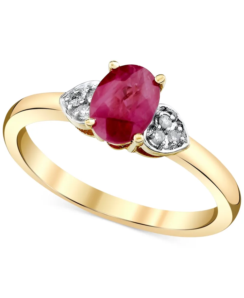 Ruby (1 ct. t.w.) & Diamond Accent Heart Shoulder Ring in 10k Gold