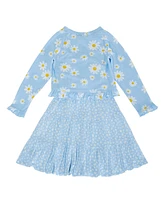 Trixxi Big Girls Cardigan Layered Dress and Scrunchies Set