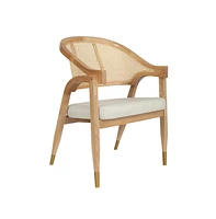 Bronson Cane Rattan Padded Accent Or Dining Chair With Metallic Accented Legs