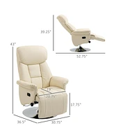 Homcom Adjustable Swivel Recliner Chair with Padded Arms