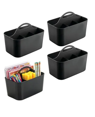 mDesign Small Plastic Caddy Tote for Desktop Office Supplies, 4 Pack, Black
