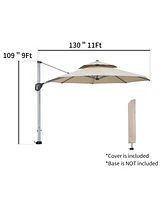 Mondawe 11ft 2-Tier Square Cantilever Outdoor Patio Umbrella with Included Cover