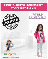 DreamWorks Gabby's Dollhouse Pandy Paws Girls Zip Up Fleece Hoodie Graphic T-Shirt and Leggings 3 Piece Outfit Set Toddler|Child