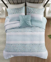 Madison Park Caralie Seersucker 4 Piece Quilt Set