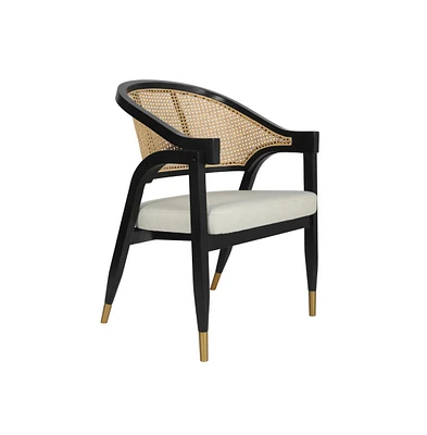 Bronson Cane Rattan Padded Accent Or Dining Chair With Metallic Accented Legs